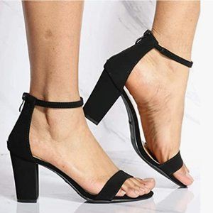 NEW Top Moda Womens Platform Chunky Heel 3 inch heel Sz 6.5 black